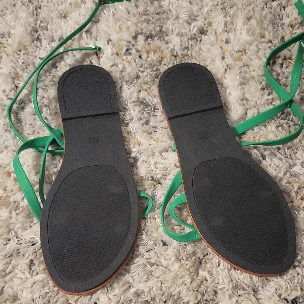 Women’s Green Strappy Lace-Up Sandals